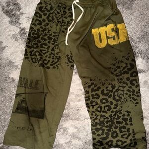 VALE FOREVER “LEOPARD” OLIVE GREEN PANTS IN XXL